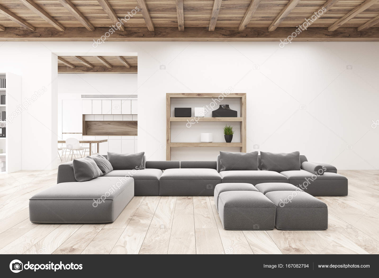 Verwonderend Wit grijs woonkamer banken — Stockfoto © denisismagilov #167082794 QV-91