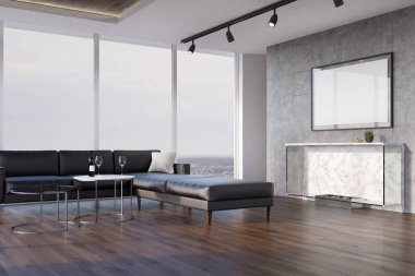 Beton salon köşe, kanepe