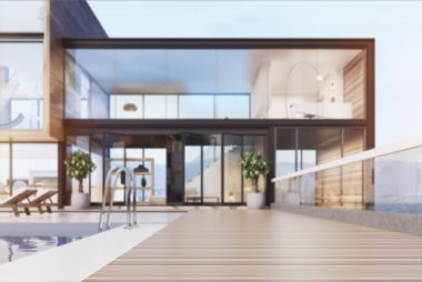 Çatıda, havuzlu lüks malikanesi bulanıklık