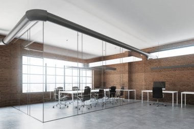 Tuğla ve cam açık alan ofis, yan