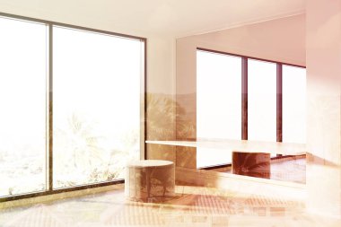 Ofis bekleme yeri, tonda pencere şişirme,