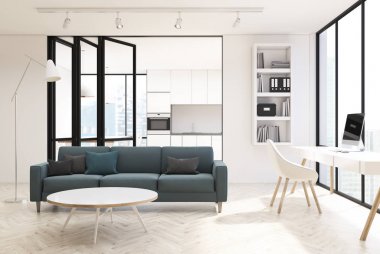 Beyaz salon iç, kitaplık