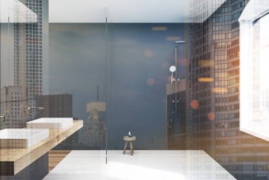 Gri banyo, lavabo ve duş, Çift tonlu