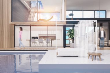 Yüzme havuzlu, yatak büyük ev tonda