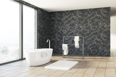 Beyaz Siyah mermer banyo küvet