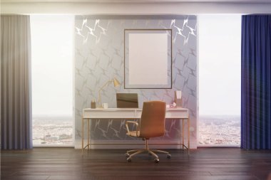 Gri ofis iç, tonda poster