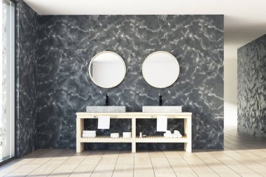 Mermer banyo, çift lavabo