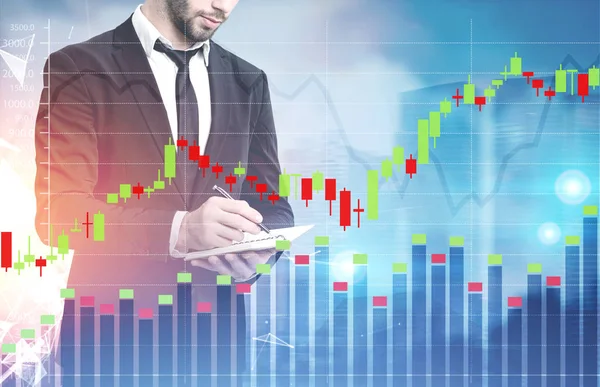 İşadamı bir planlayıcısı, grafikler ile