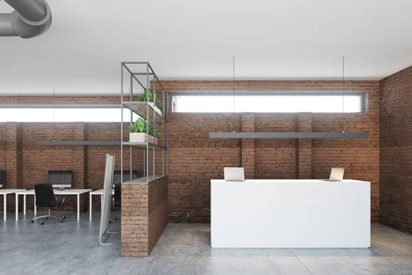 Tuğla ofis, beyaz Resepsiyon Masası