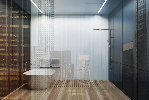 Gri ve beyaz karo banyo, küvet, duş tonda