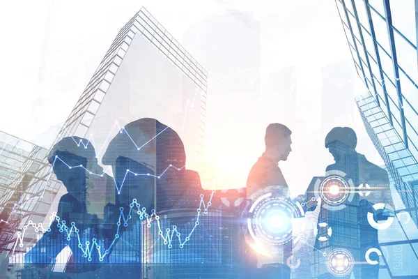 İş insanlar siluetleri bir şehirde, Hud