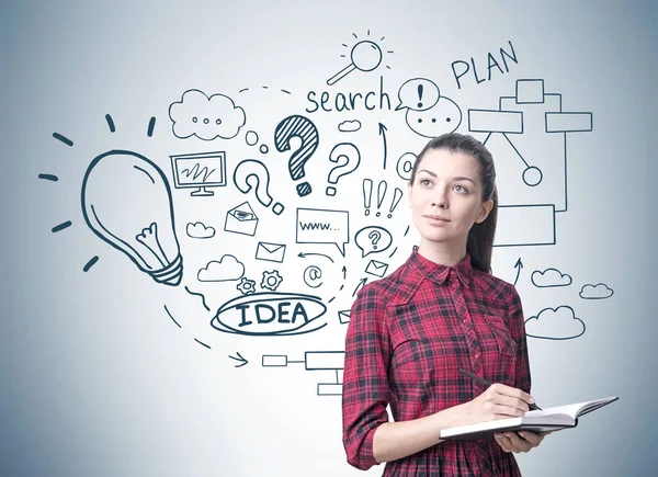 Bir planlayıcısı, iş fikri olan kadın
