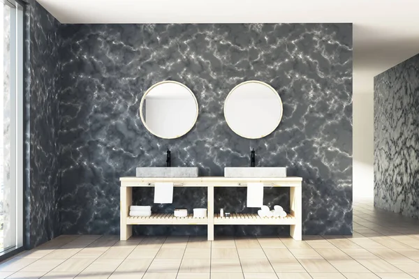 Mermer banyo, çift lavabo