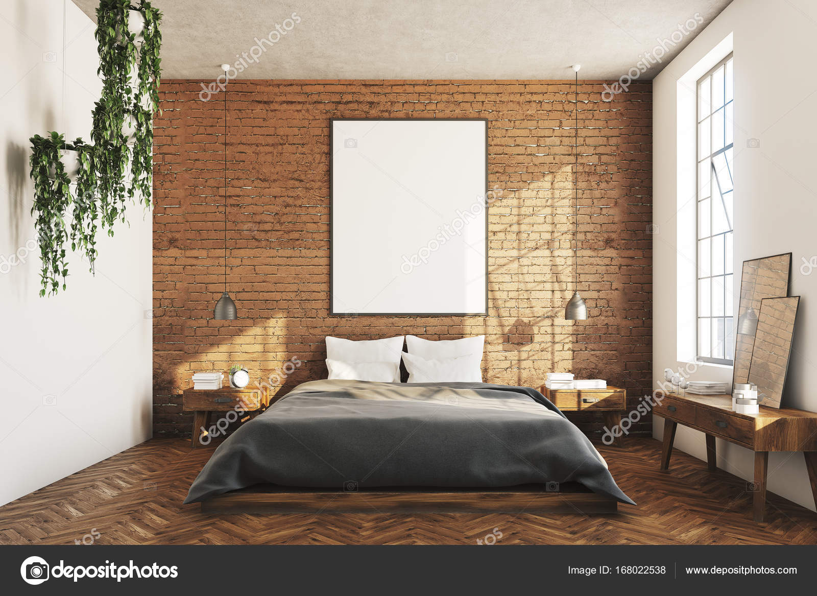 Tégla hálószoba, poszter — stock fotó © denisismagilov #168022538