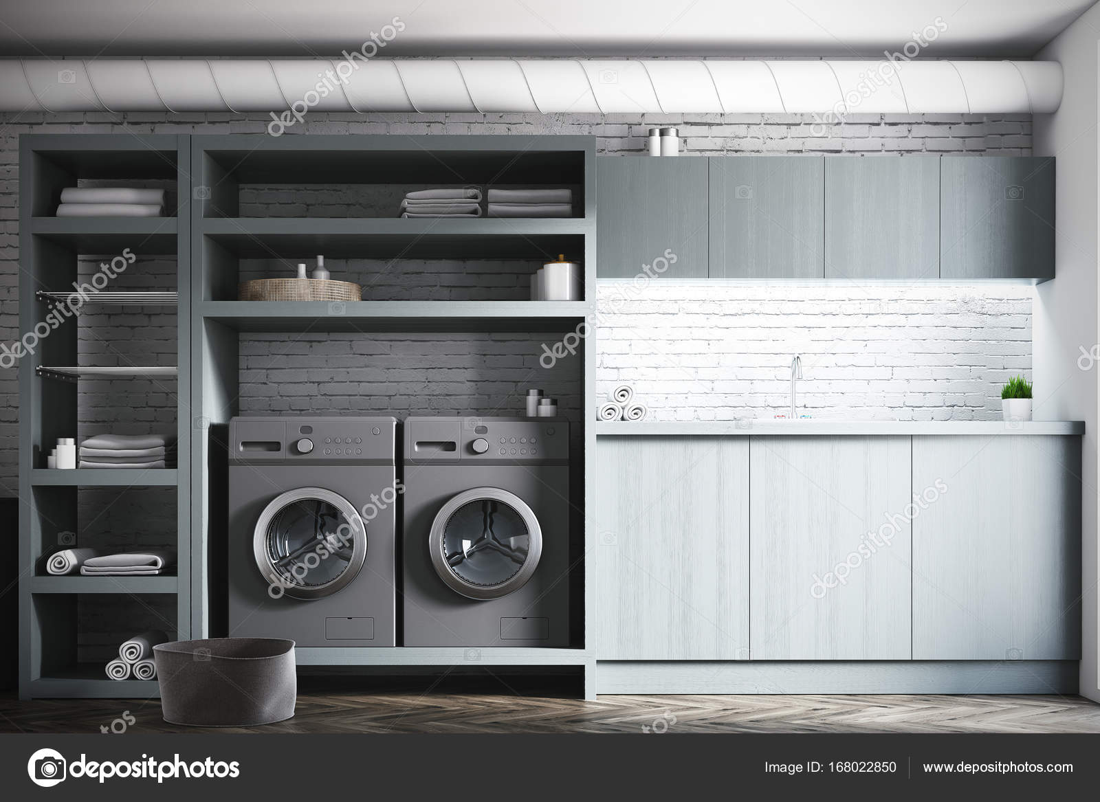 Black And White Modern Laundry Room