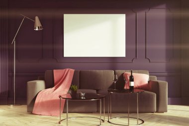 Tonda gri oturma odası iç, gri kanepe