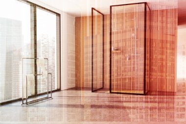 Ahşap banyo, duş, loft, Çift Kişilik