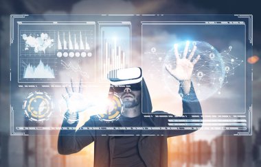 Erkekte Vr gözlük, Hud, infographics, şehir