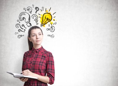 Bir planlayıcısı, soru, fikir genç kadınla