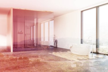 Loft banyo, duş ve küvet köşe tonda