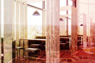 Tahta kafe iç, yan görünümü Çift Kişilik