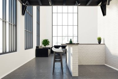 Modern mutfak ve yemek odası, gri