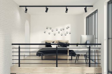 Beyaz yatak odası ile bir Fotoğraf Galerisi