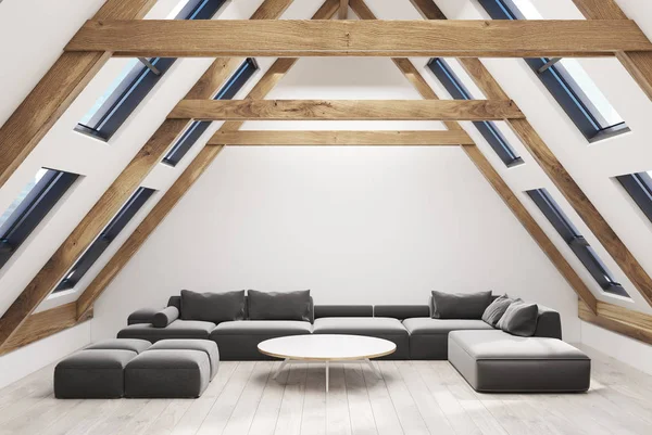 Attic oturma odası, yuvarlak masa, kanepe