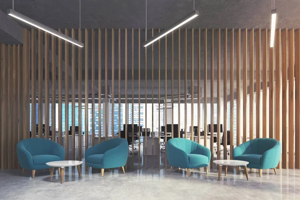 Mavi ofis koltukları alanında bekliyor