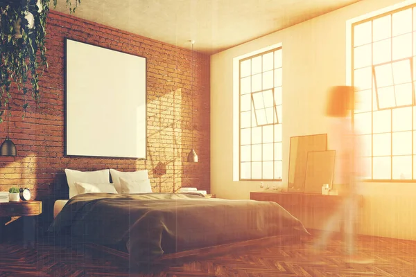 Tuğla yatak odası, poster, tonda köşe