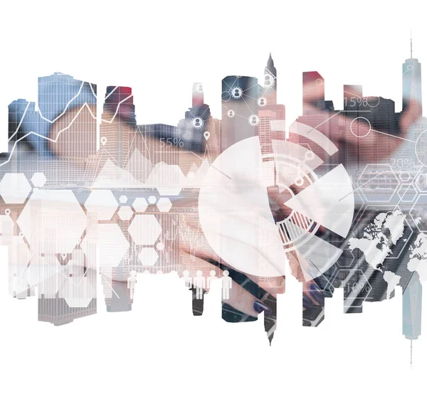 New York cityscape, işkadını yazarak, Hud