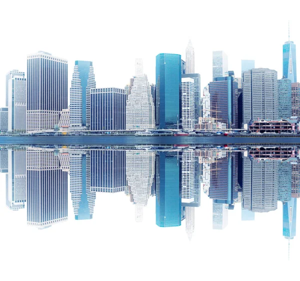 Paysage urbain de New York et son reflet dans l'eau — Photo