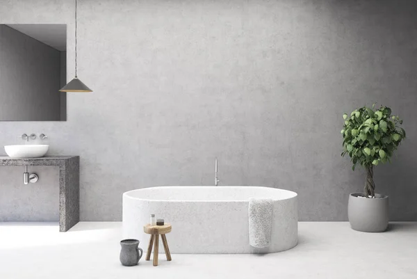 Beton Badezimmer Innenraum, Badewanne — Stockfoto