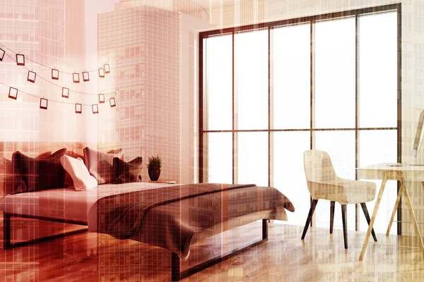 Tonda bir Fotoğraf Galerisi köşe beyaz yatak odası