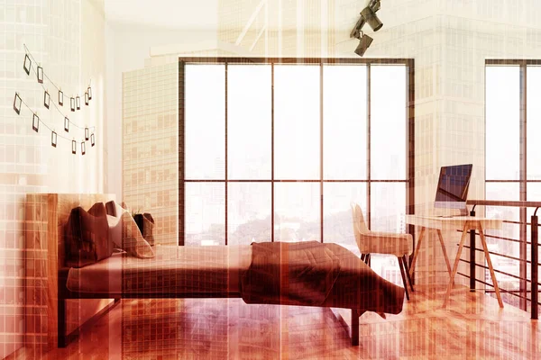 Beyaz yatak odası ile bir Fotoğraf Galerisi, yan tonda