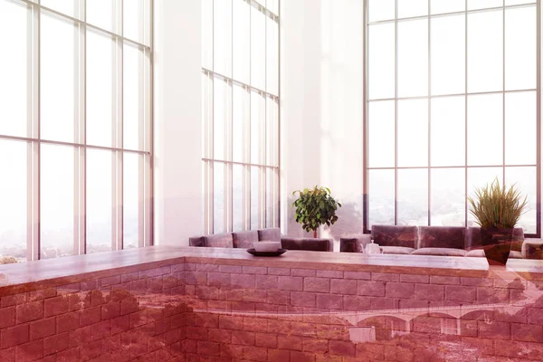 Tonda gri tuğla oturma odası iç