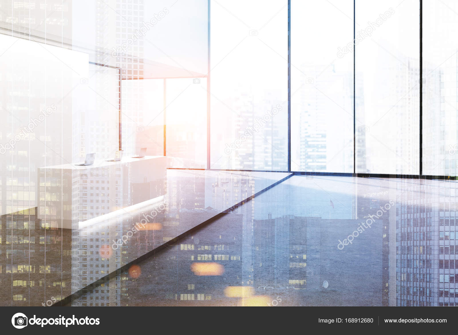 White Reception In Office Corner Double Stock Photo