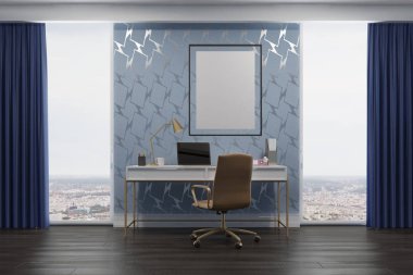 Gri ofis iç, poster