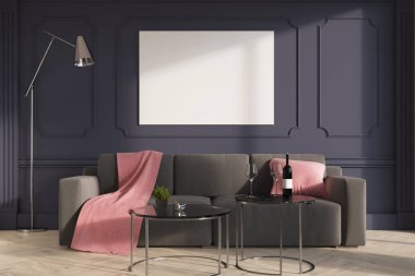 Gri oturma odası iç, gri kanepe