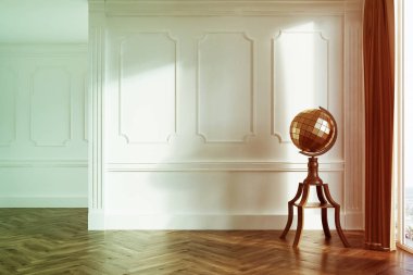 Beyaz boş oturma odası, tonda Küre