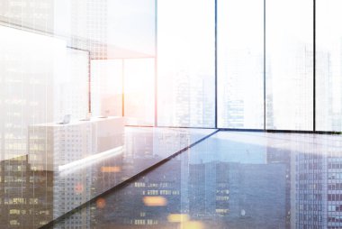 Beyaz ofis köşe çift resepsiyonda