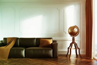 Beyaz oturma odası, kanepe, tonda Küre