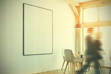 Beyaz Cafe, çatı windows, poster, köşe, insanlar