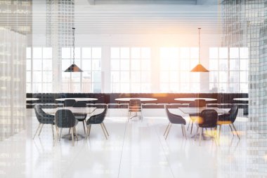 Beyaz ve Beyaz ahşap çatı kafe tonda