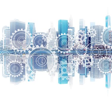 New York cityscape ve onun yansıması, Dişliler