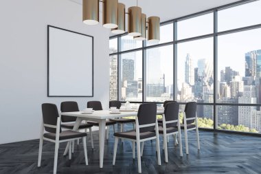 Yemek odası, siyah sandalye, köşe