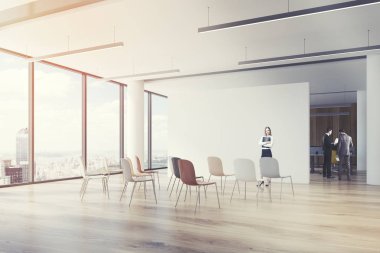 Office sınıf, renkli sandalye, köşe, kadın