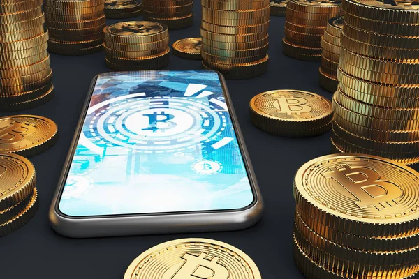 Mavi ekran smartphone, bitcoins