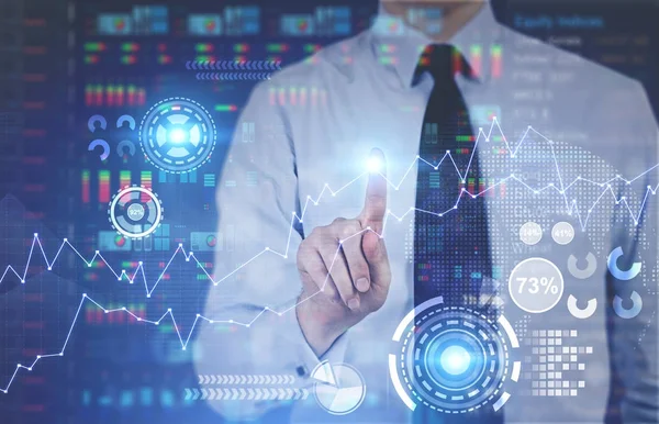 Parlayan infographics ve Hud, işadamı