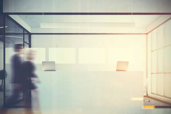 White reception, conference room, glass, people — Stock Photo, Image